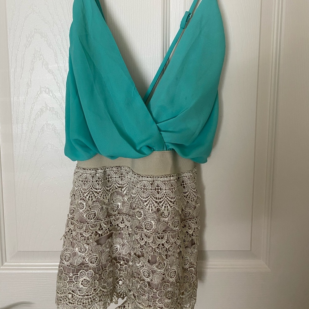 Teal and lace play suit